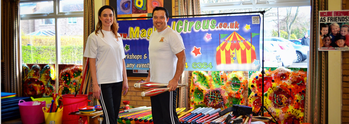Magical Circus circus skills at Brackenwood Primary school.